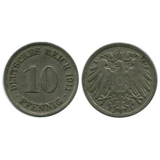 10 пфеннигов Германии 1911 г. (J)