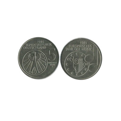 Монета 5 марок Германии 1985 г. Европейский год музыки