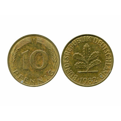 Монета 10 пфеннигов Германии 1982 г. F