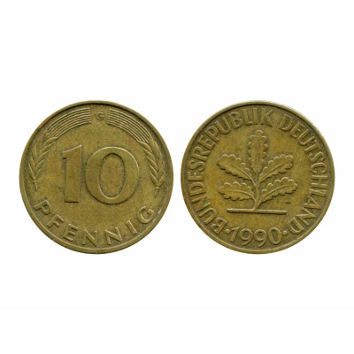Монета 10 пфеннигов Германии 1990 г. (G)