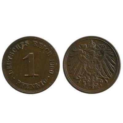 Монета 1 пфенниг Германии 1900 г. А