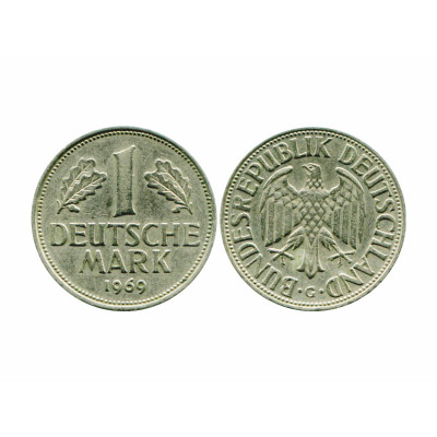 Монета 1 марка Германии 1969 г. G