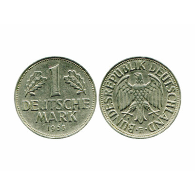 Монета 1 марка Германии 1968 г.  F