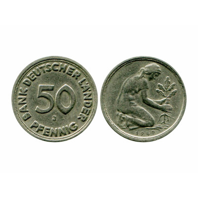 Монета 50 пфеннигов Германии 1949 г. J