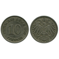 10 пфеннигов Германии 1908 г. (A)