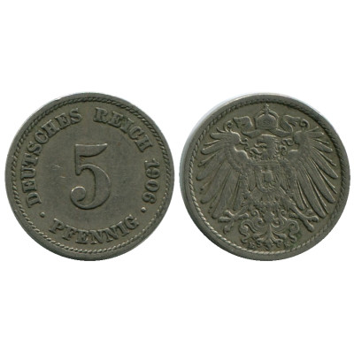 Монета 5 пфеннигов Германии 1906 г. (E)