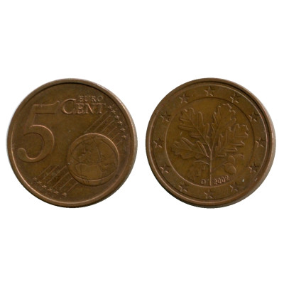 Монета 5 евроцентов Германии 2002 г. (D)