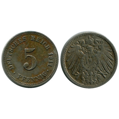 Монета 5 пфеннигов Германии 1911 г. (A)