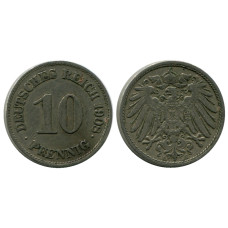 10 пфеннигов Германии 1908 г. (E)
