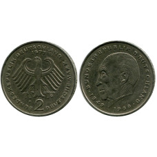 2 марки Германии 1977 г. (F) (Конрад Аденауэр)