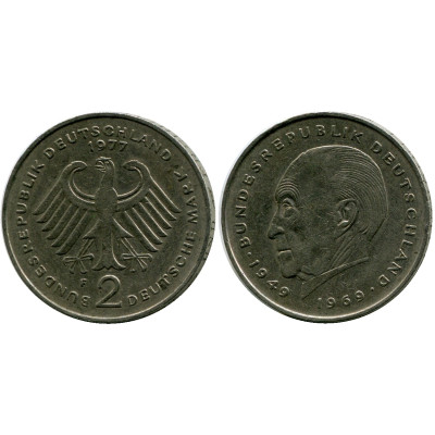 Монета 2 марки Германии 1977 г. (F) (Конрад Аденауэр)