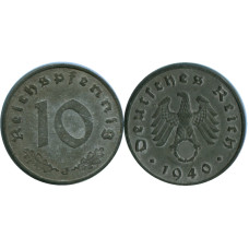 10 рейхспфеннигов Германии 1940 г. J