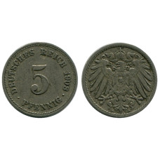 5 пфеннигов Германии 1908 г. (A)