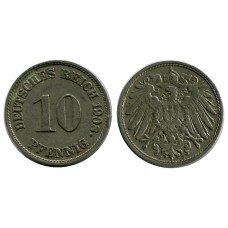 10 пфеннигов Германии 1908 г. (J)