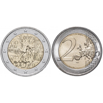 Биметаллическая монета 2 евро Германии 2019 г. 30 лет падению Берлинской стены (G)