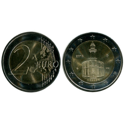 Биметаллическая монета 2 евро Германии 2015 г., Церковь Св. Павла во Франкфурт-на-Майне.Гессен (G)