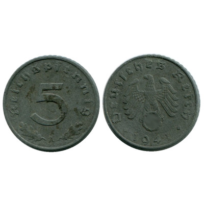 Монета 5 рейхспфеннигов Германии 1941 г. (A)