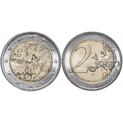 Биметаллическая монета 2 евро Германии 2019 г. 30 лет падению Берлинской стены (J)