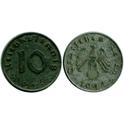 Монета 10 рейхспфеннигов Германии 1944 г. А