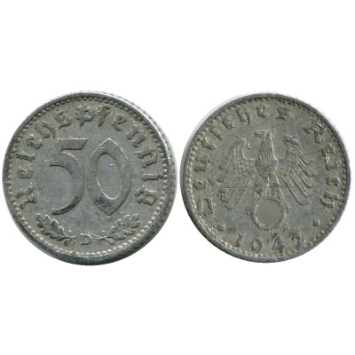 Монета 50 рейхспфеннигов Германии 1942 г. D