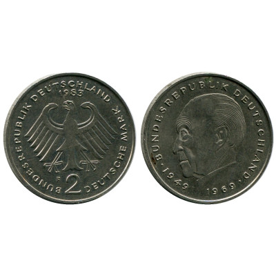 Монета 2 марки Германии 1983 г. (F) (Конрад Аденауэр)