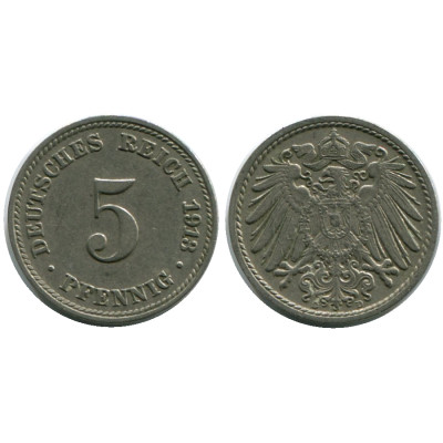 Монета 5 пфеннигов Германии 1913 г. (D)