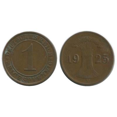 Монета 1 рейхспфенниг Германии 1925 г. (A)