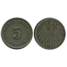 5 пфеннигов Германии 1909 г. (J)