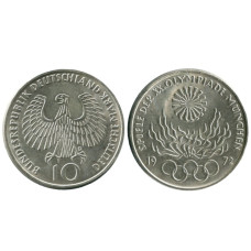 10 марок ФРГ 1972 г., Олимпийский огонь, ХХ Олимпийские игры в Мюнхене (D)