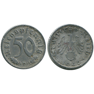 Монета 50 рейхспфеннигов Германии 1940 г. D