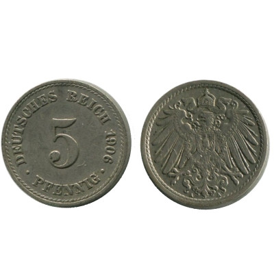 Монета 5 пфеннигов Германии 1906 г. (A)