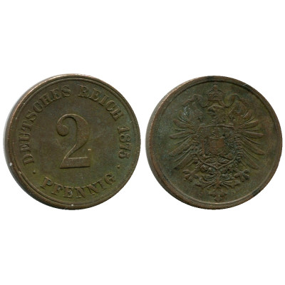 Монета 2 пфеннига Германии 1875 г. (J)