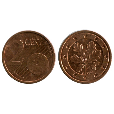 Монета 2 евроцента Германии 2008 г. (F)