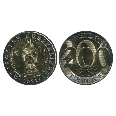 Биметаллическая монета 200 тенге Казахстана 2021 г.