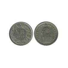 1/2 франка Швейцарии 1969 г. B