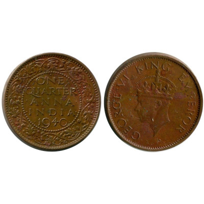 Монета 1/4 анна Индии 1940 г. Георг VI