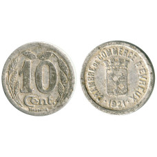10 центов Франции 1921 г. Токен города Эврё