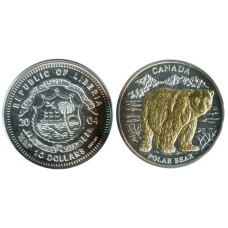 10 долларов Либерии 2004 г. Полярный медведь