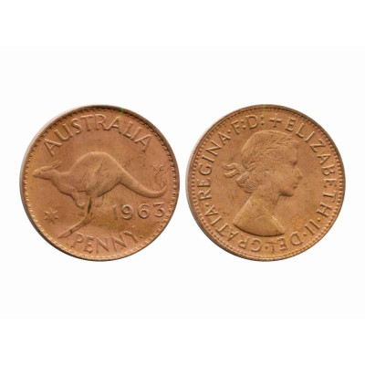 Монета 1 пенни Австралии 1963 г.