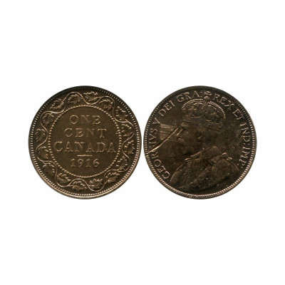 Монета 1 цент Канады 1916 г. (1)