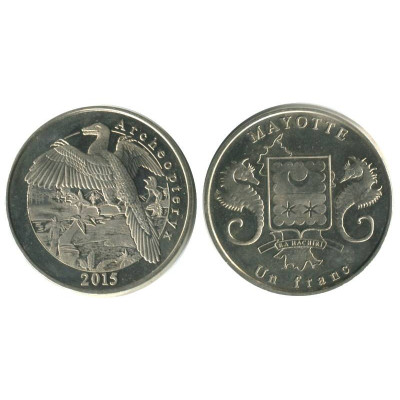 Монета 1 франк Майотты 2015 г. динозавр Археоптерикс