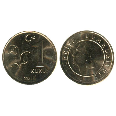Монета 1 куруш Турции 2015 г.