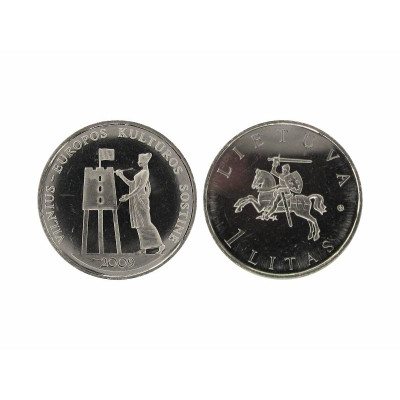 Монета 1 лит Литвы 2009 г. Вильнюс - культурная столица Европы