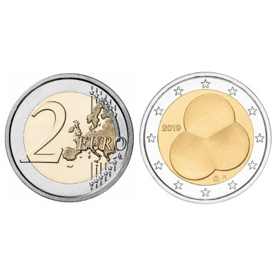 Биметаллическая монета 2 Евро Финляндии 2019 г. 100 лет Конституции