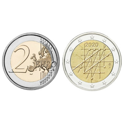 Биметаллическая монета 2 Евро Финляндии 2020 г. Университет Турку