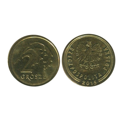 Монета 2 гроша Польши 2015 г.