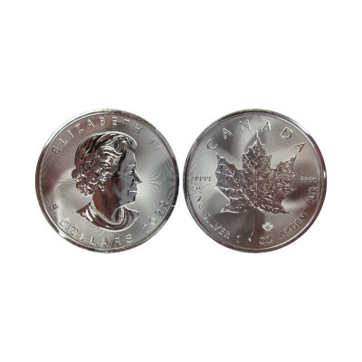 Серебряная монета 5 долларов Канады 2022 г. Кленовый лист