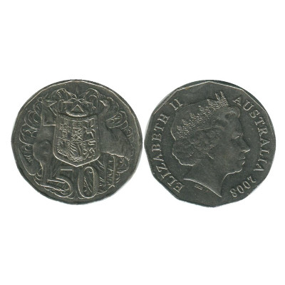 Монета 50 центов Австралии 2008 г.