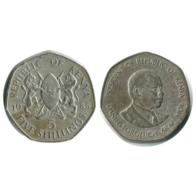 Монета 5 шиллингов Кении 1985 г.