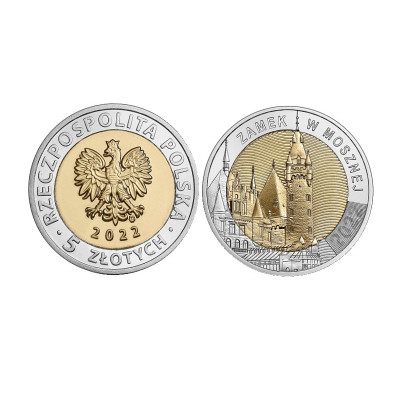 Новая монета 5 злотых Польши 2022 г. Мошненский замок